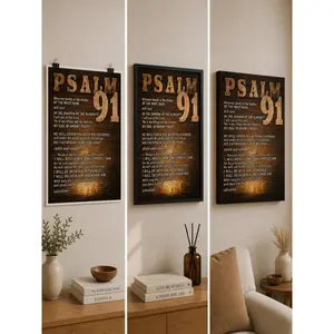 2D Flat Psalm 91 Canvas Wall Art – Inspirational Christian Bible Verse Poster for Living Room, Bedroom, Kitchen, Office, Prayer Room, Church & Apartment Decor, Faith-Based Scripture Artwork for Spiritual Home Decoration, Meaningful Gift for Family, Friend