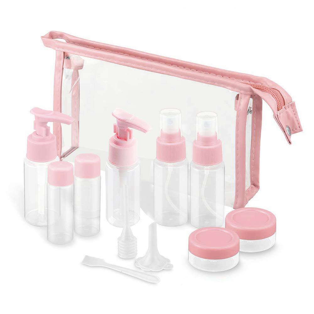 Travel Makeup Bottle Set with Storage Bag, 11pcs/set Portable Leak Proof Toiletry Container Set, Clear Cosmetic Container for Lotion, Shampoo, Cream, Soap