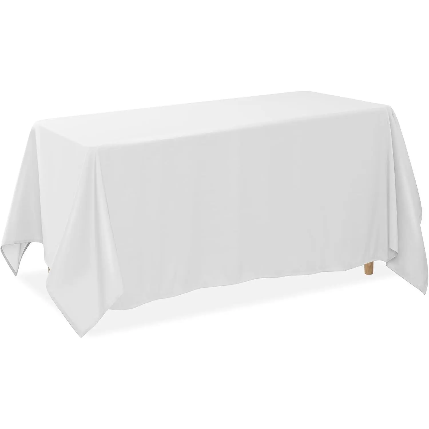 90 x 132 Inch Rectangular Tablecloth, Washable Polyester Fabric Table Cloth for Dining Tables, Parties, Restaurants, Weddings - White
