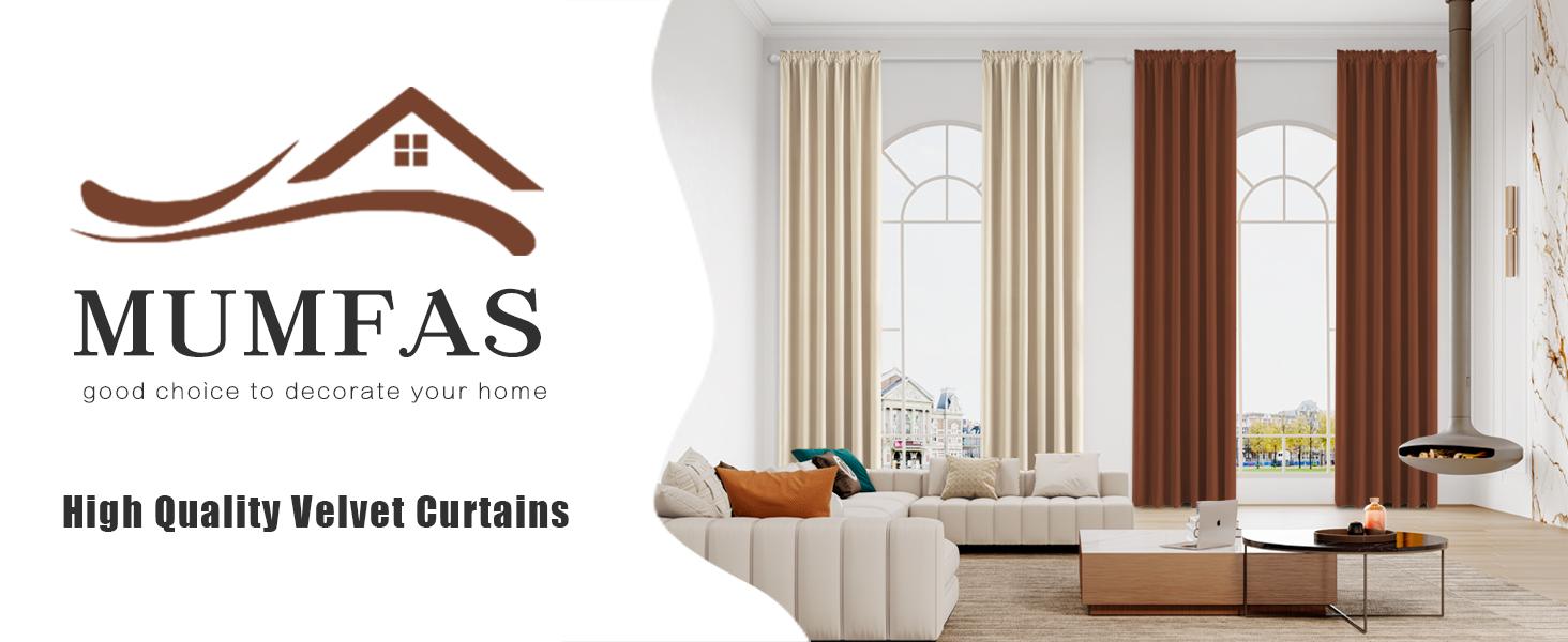 Rust/Burnt Orange Velvet Curtains 84 Inches Long -Home Backdrop Blackout for Home Theatre/Living Room, Curtains Luxury Window Drapes, 2 Panels, W52 x L84