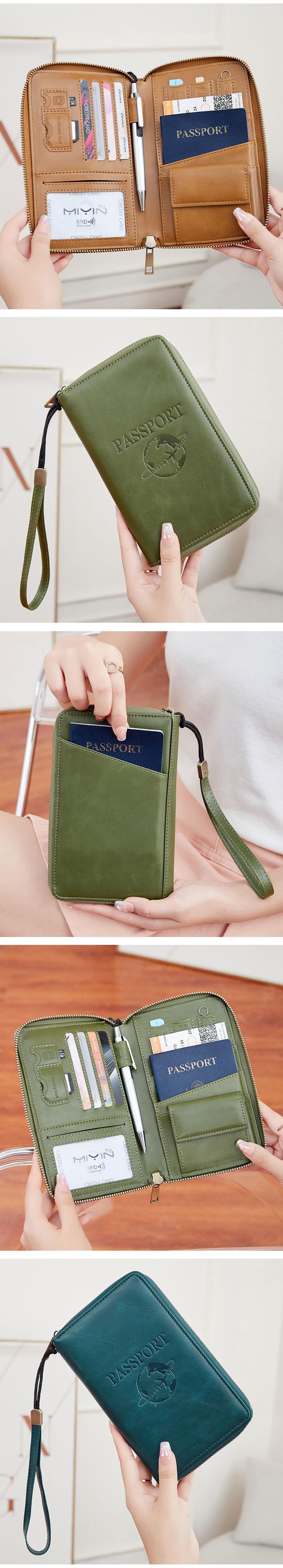 Multi functional passport organizer, family passport wallet, Passport Cover, RFID shielded travel document organizer, large capacity handbag with pen holder, ideal choice for safe travel