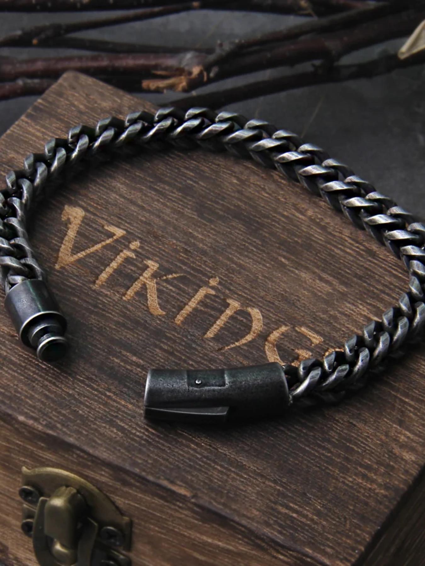 Men's Vintage Chain Bracelet, Punk Style Stainless Steel Wrist Jewelry for Party, Daily Clothing Decor, Trendy All-match & Exquisite Jewelry for Birthday Gift