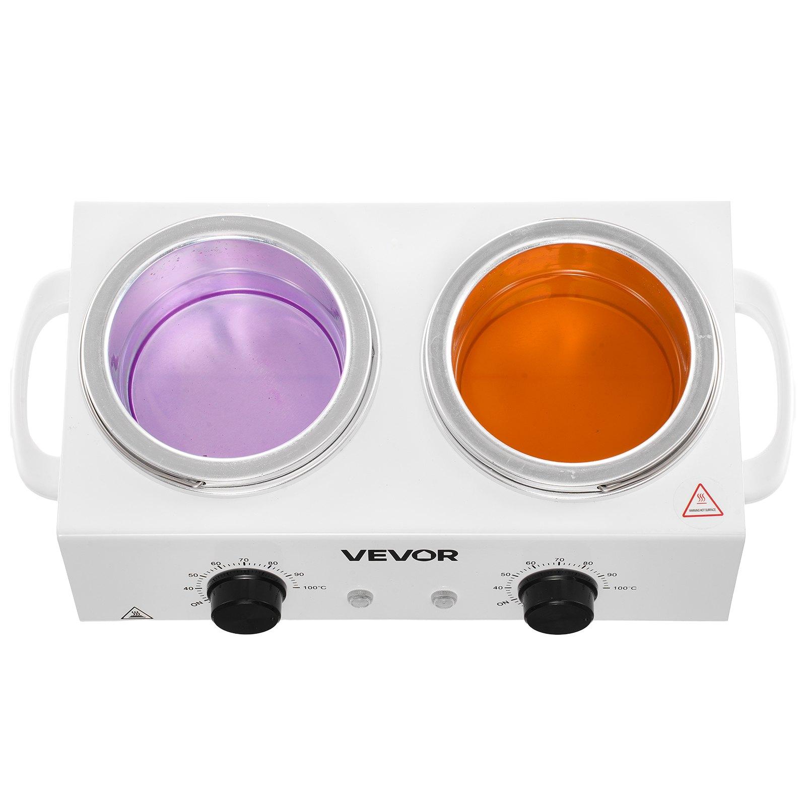 VEVOR Double Wax Warmer, 1200ML Professional Dual Wax Warmer for Hair Removal, 32 ℉   - 212 ℉   Adjustable Electric Waxing Heater Pot with 50PCS Waxing Sticks for Home Use, Beauty Salon, Spa
