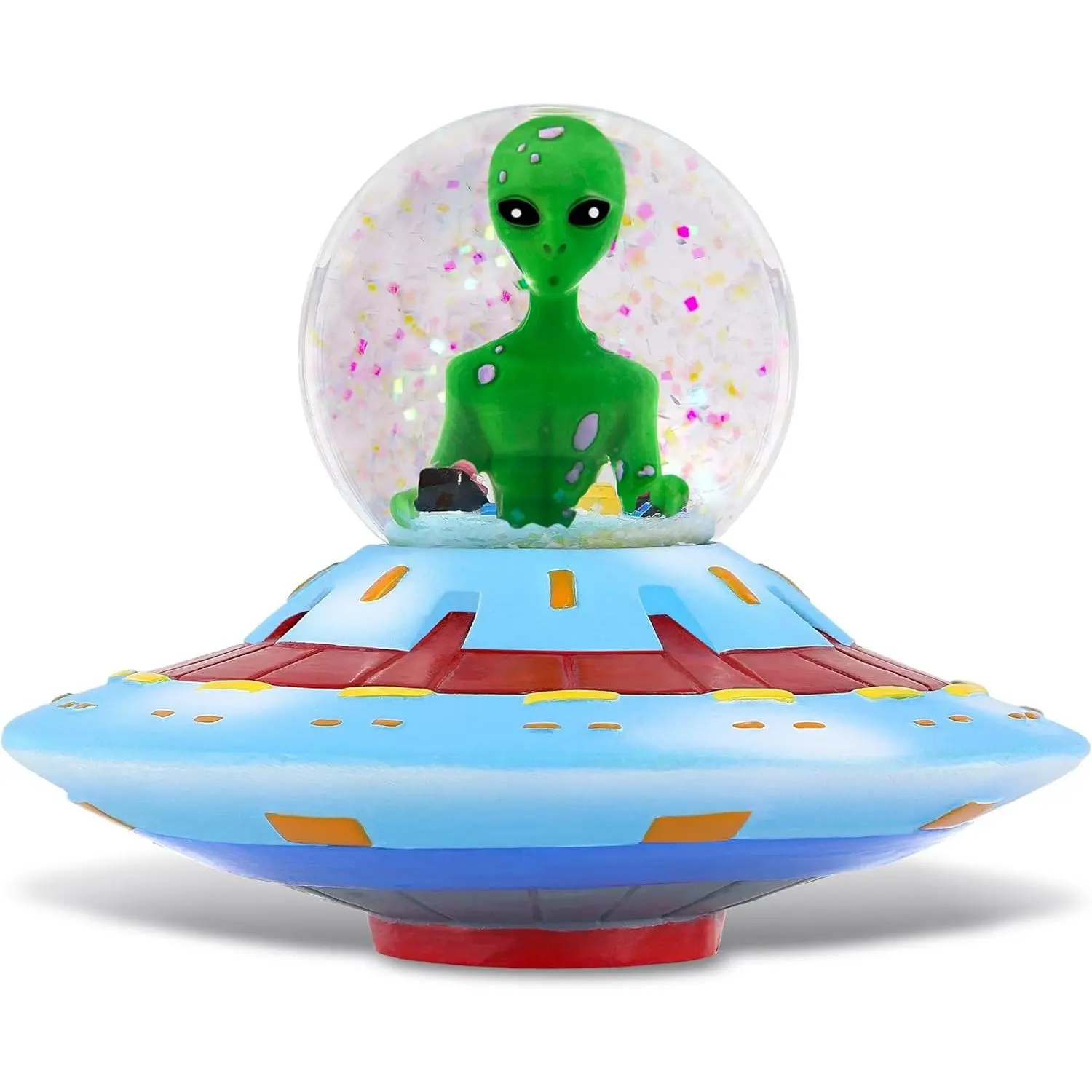 45mm Alien Snow Globe, Magical Rainbow Water Globe Figurine with Sparkling Glitter, Collectible Novelty Home Decor Ornament, Ideal Gift for Birthday, Christmas, Valentine's Day