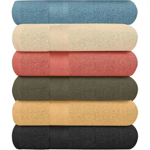 Pack of 6 Bath Towels Set 27 x 54 Inches, 100% Cotton, Larger & Lighter Weight, Quicker to Dry, Super Soft and Absorbent, Perfect for Bathroom, Spa, Pool & Gym (Multicolor, Pack of 6 (27''x54''))