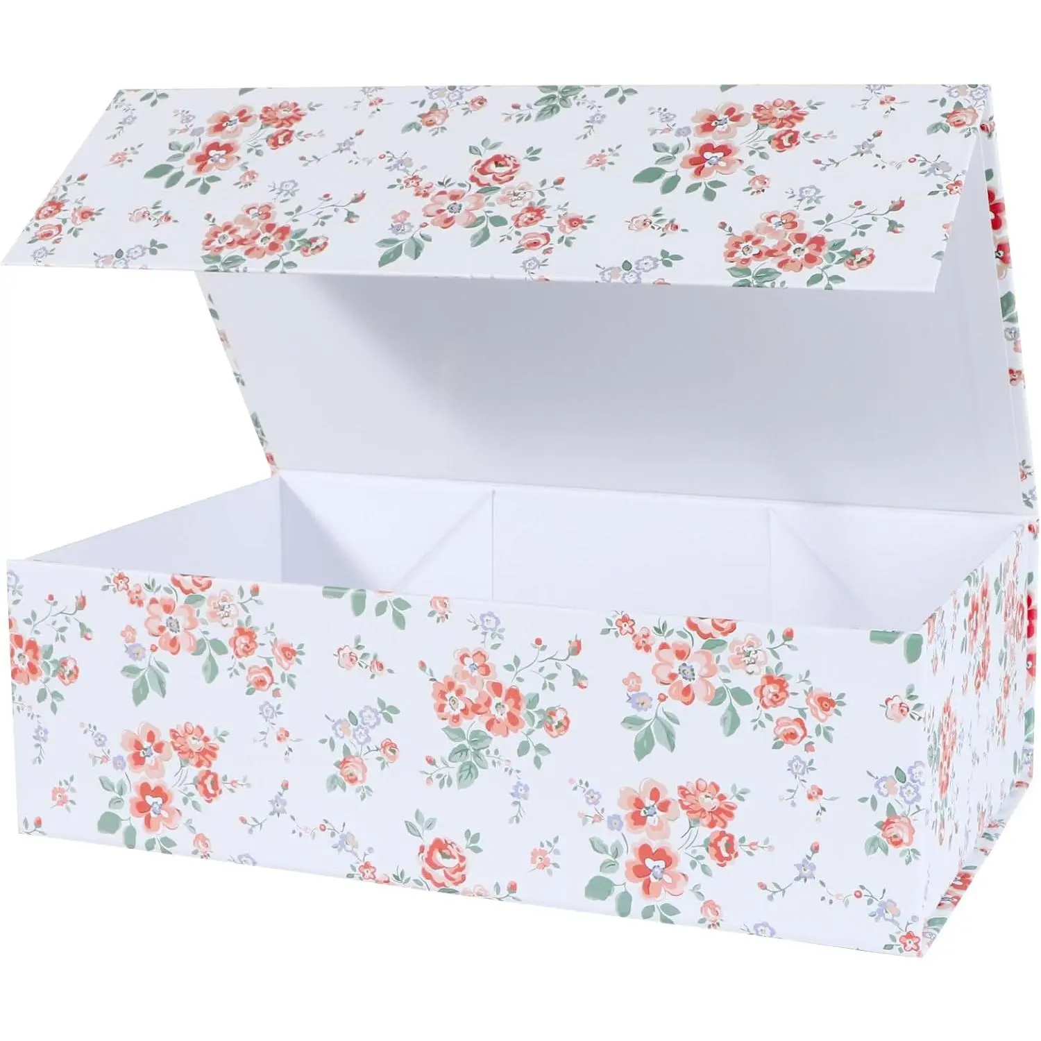 Rose Floral  Box with   1 Pack | Large Bridesmaid Proposal Boxes 13.8x8.3x4.4 in, Rectangle Wedding Decorative Storage Box