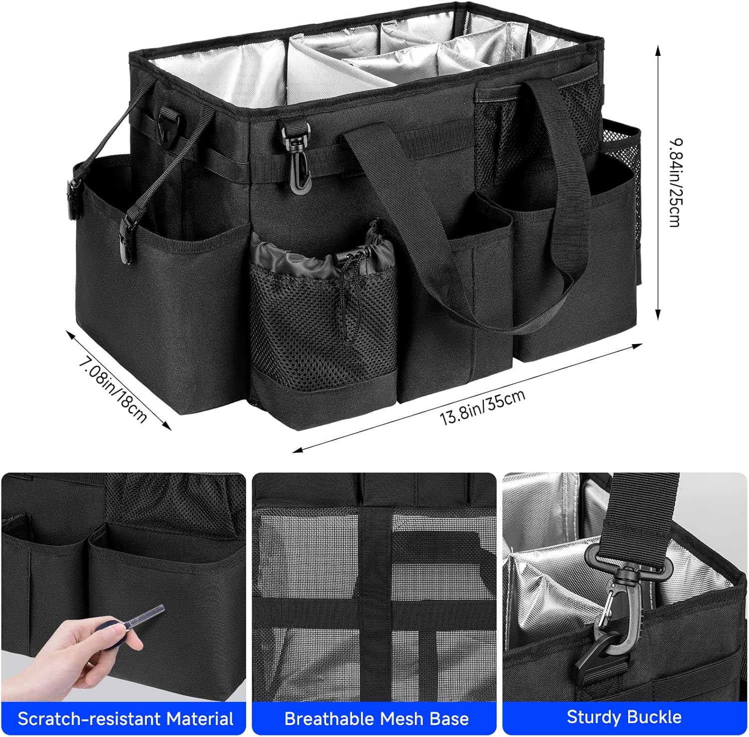 Cleaning Bag, Cleaning Supplies Organizer for Housekeepers, Housekeeping with Handle and Detachable Padded Cushion, Black Cleaning Bag, Cleaning Supplies Organizer for Housekeepers, Housekeeping with Handle and Detachable Padded Cushion, Black