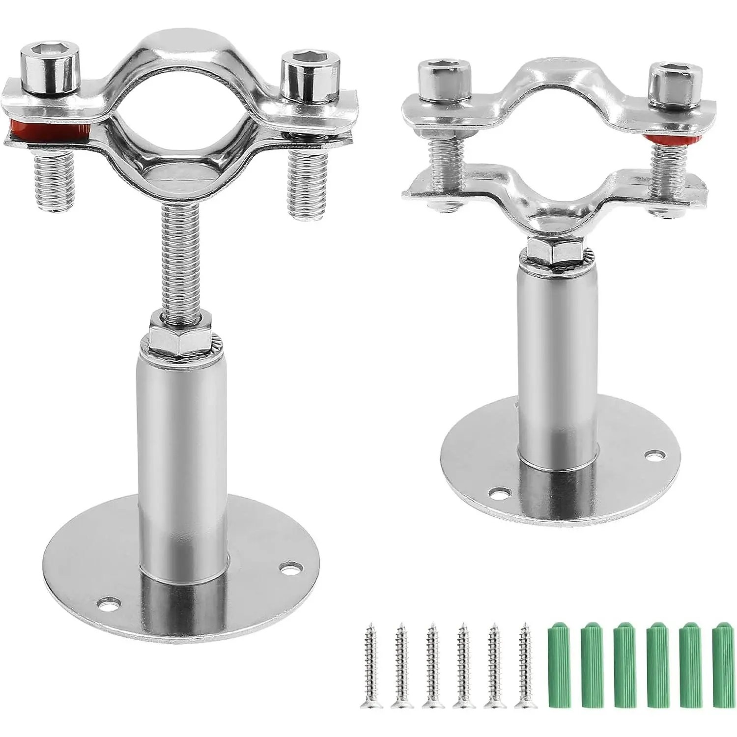 2 Pcs Wall Mount Ceiling Mount Pipe Support Fit for 3/4 inch Pipe Dia. 25mm Stainless Steel Adjustable Pipe Bracket Clamp Pipe Straps for Pipe Tube