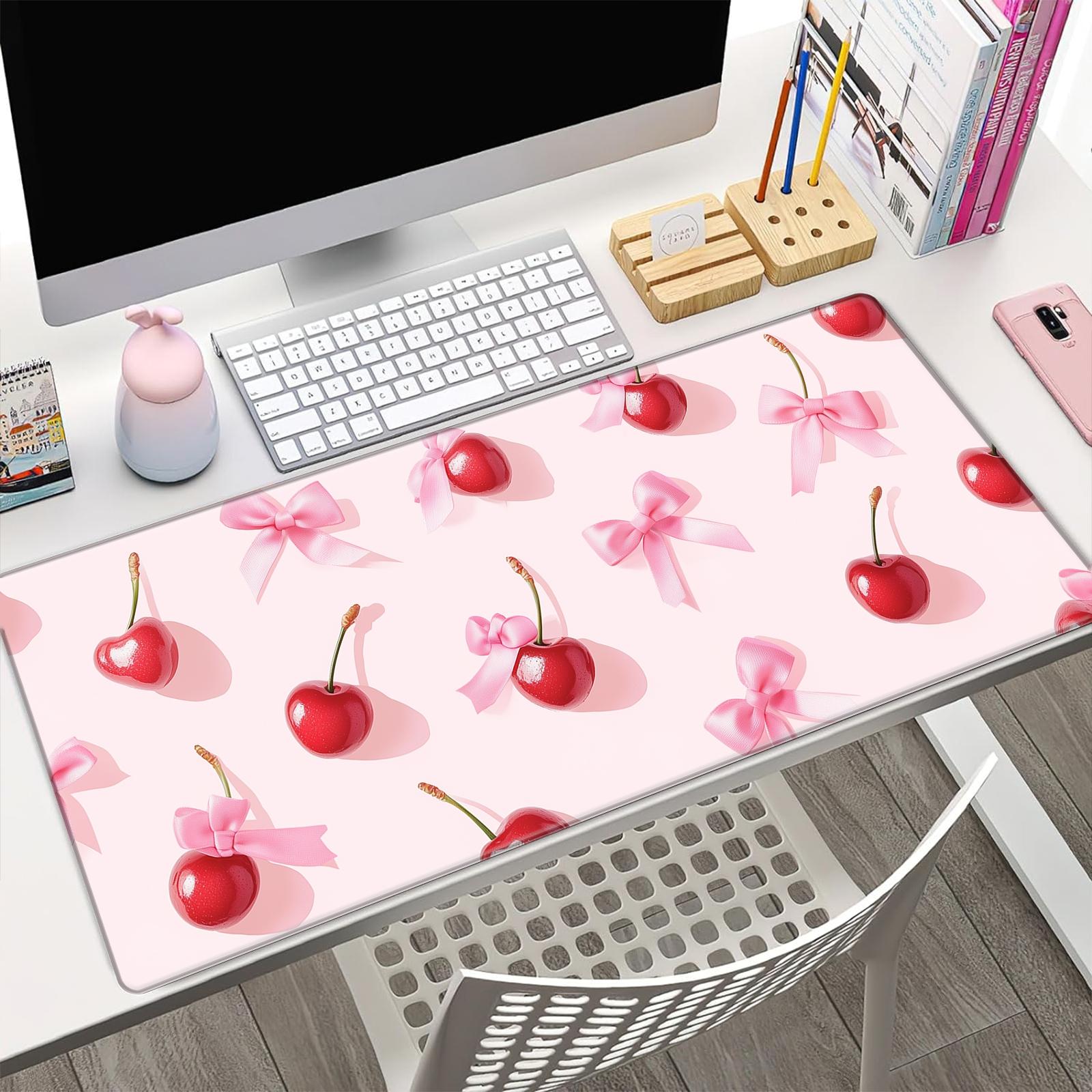 Cherry Bow Pattern Mouse Pad, Rectangular Gaming Mouse Pad, Anti-slip Mouse Pad, Desktop Keyboard Mouse Mat for Home Office Game Room