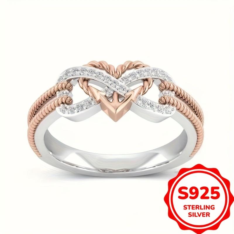 925 Sterling Silvery Infinity Heart Ring for Women Wedding EngaSynthetic Gemstoneent Jewelry Gifts (2.8g)