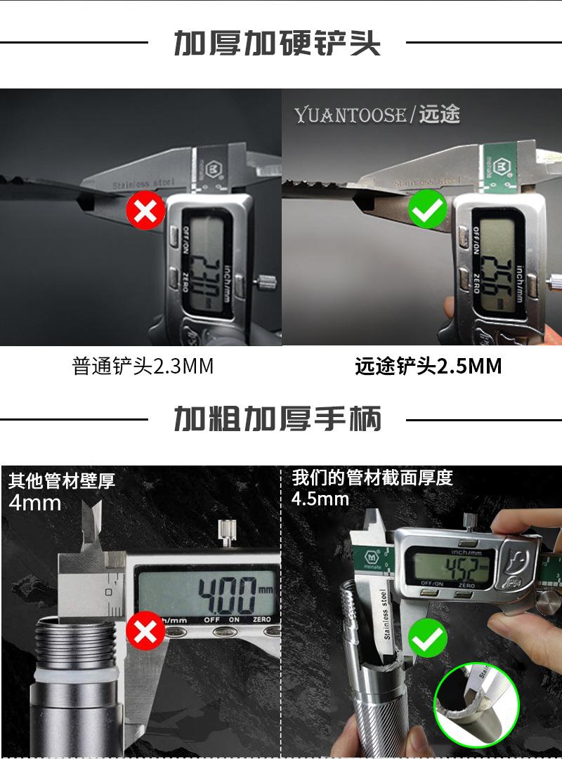 Multifunctional folding shovel, a camping survival tool, equipped with a flint fire starter, suitable for hiking, hunting, fishing, and other outdoor activities