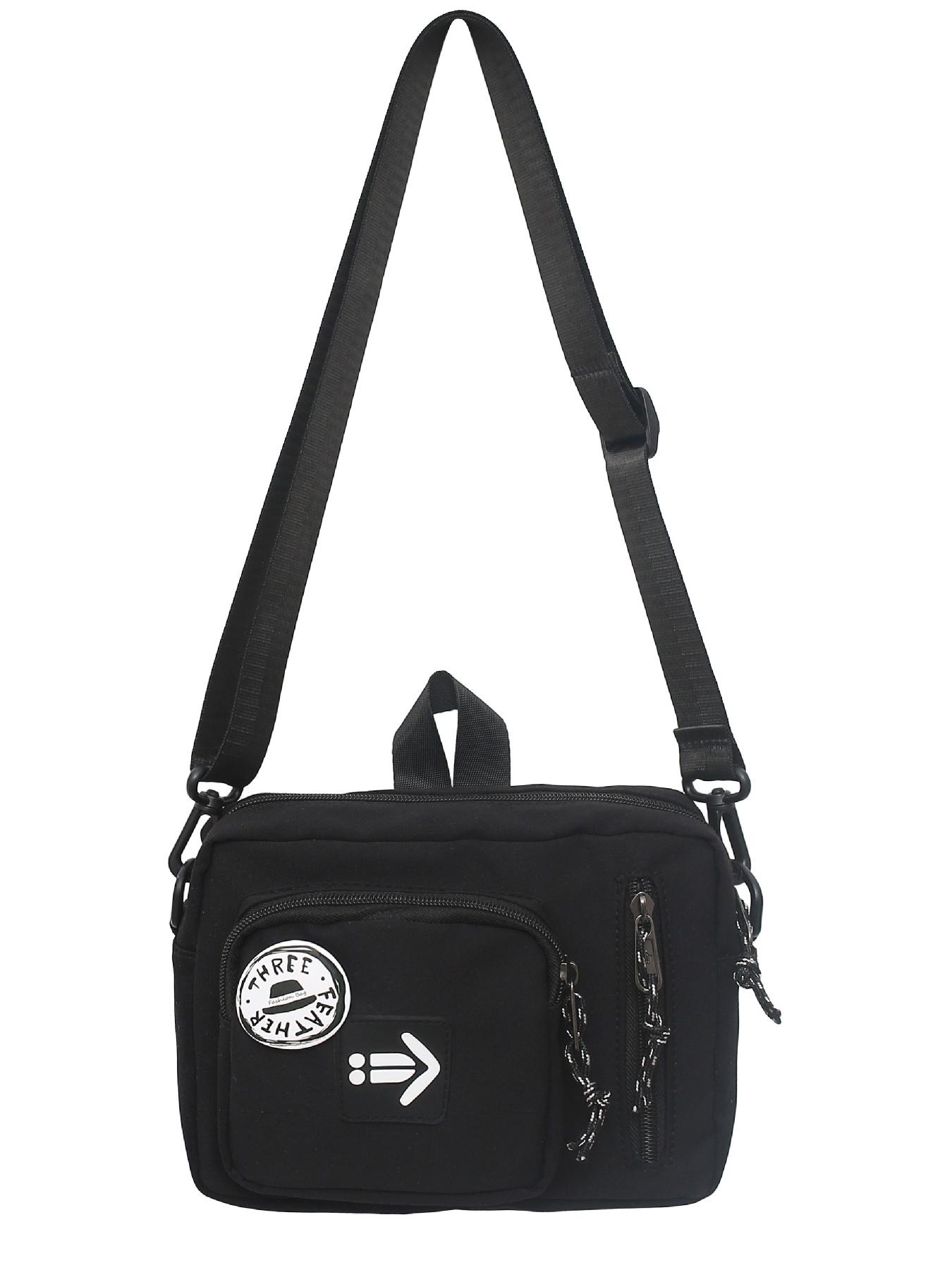 Unisex Casual Plain Color Release Buckle Crossbody Bag with Astronaut Charm, Fashionable Versatile Zipper Crossbody Bag with Random Color Badge, Trendy Shoulder Bag for Daily Use, Casual Messenger Bags, Stylish Crossbody Bags