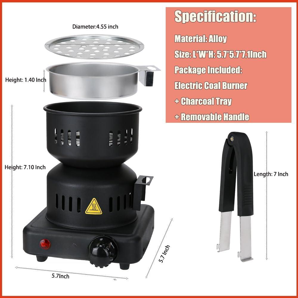Hookah Coal Burner -  Electric Charcoal Starter, Electric Stove ETL Approved Durable Multipurpose Electric Stove 120v~600w,Overheat Protection Hookah Coconut Coals Burner
