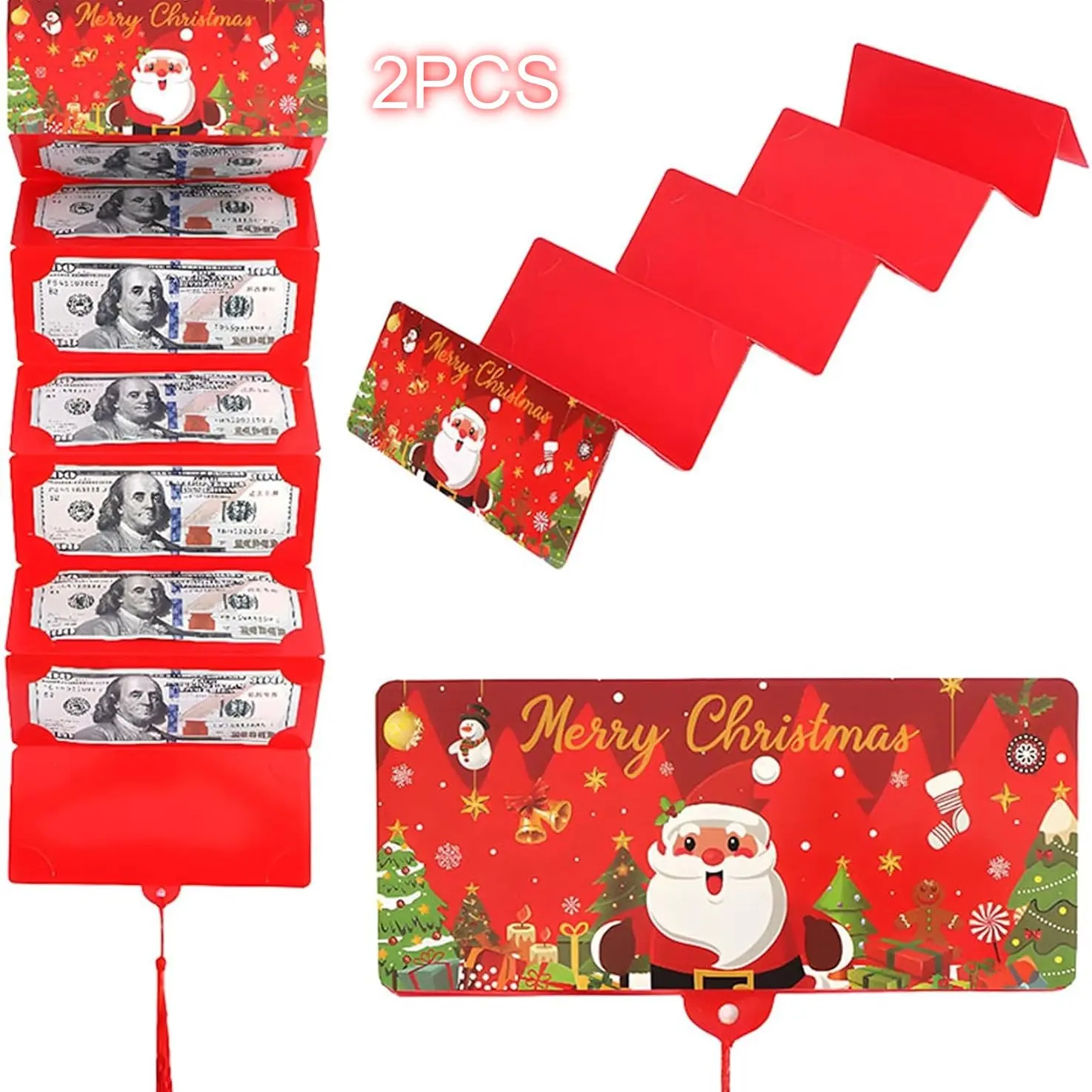 2-piece set Christmas money box booklet--Christmas cash card slots, 10 slots, surprise gift card booklet, Christmas wallet for holding cash, party supplies, fun way to give money, surprise gift for boys and girls
