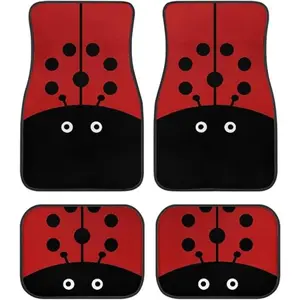 4pcs Car Floor Mats with Cute Ladybug  Pattern. Universal Floor Mats Suitable for Cars, Trucks, and SUVs. Waterproof, Slip-resistant, Stain-resistant, Thickened, Wear-resistant, and Easy to Clean.