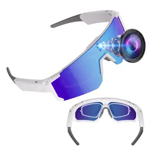 Sport Smart Glasses with Camera, Build-in Myopia Inner Frame, 8MP Anti-Shake Video Recording , 4GB Memory Build-in (No SD Card Needed), Bluetooth Call ,Music Control ,AI Translation, 260Mah Battery, IP64 Waterproof, Smart Sunglasses