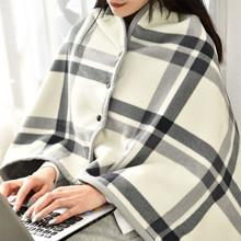 Fleece Wearable Blanket,Comfy Warm Wrap Shawl Poncho Throw with Buttons,Office Chair Lap Sofa Bed Travel Cape Cover