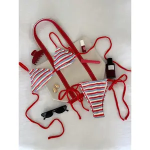 Women's Sexy Push-Up Two-Piece Swimsuit 2026 Bathing Suit Micro Beachwear Stripe Bikini Set Swimwear Trendy MciroBeach photography