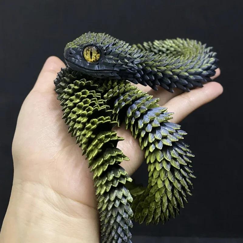 3D Printed Snake Movable Joint Fidget Toy Figurine Simulation Snake Office Desktop Ornament 2026 New Year Gifts Crafts Gift
