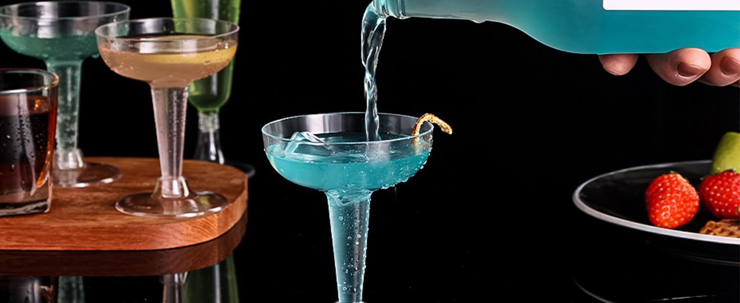 PLL Pink Champagne Flutes Plastic Champagne Glasses Disposable Mimosa Glasses 40 Pack 5 Oz Acrylic Stemware Cocktail Cups Bulk for Valentines Wedding Toasting Engagement Party Supplies