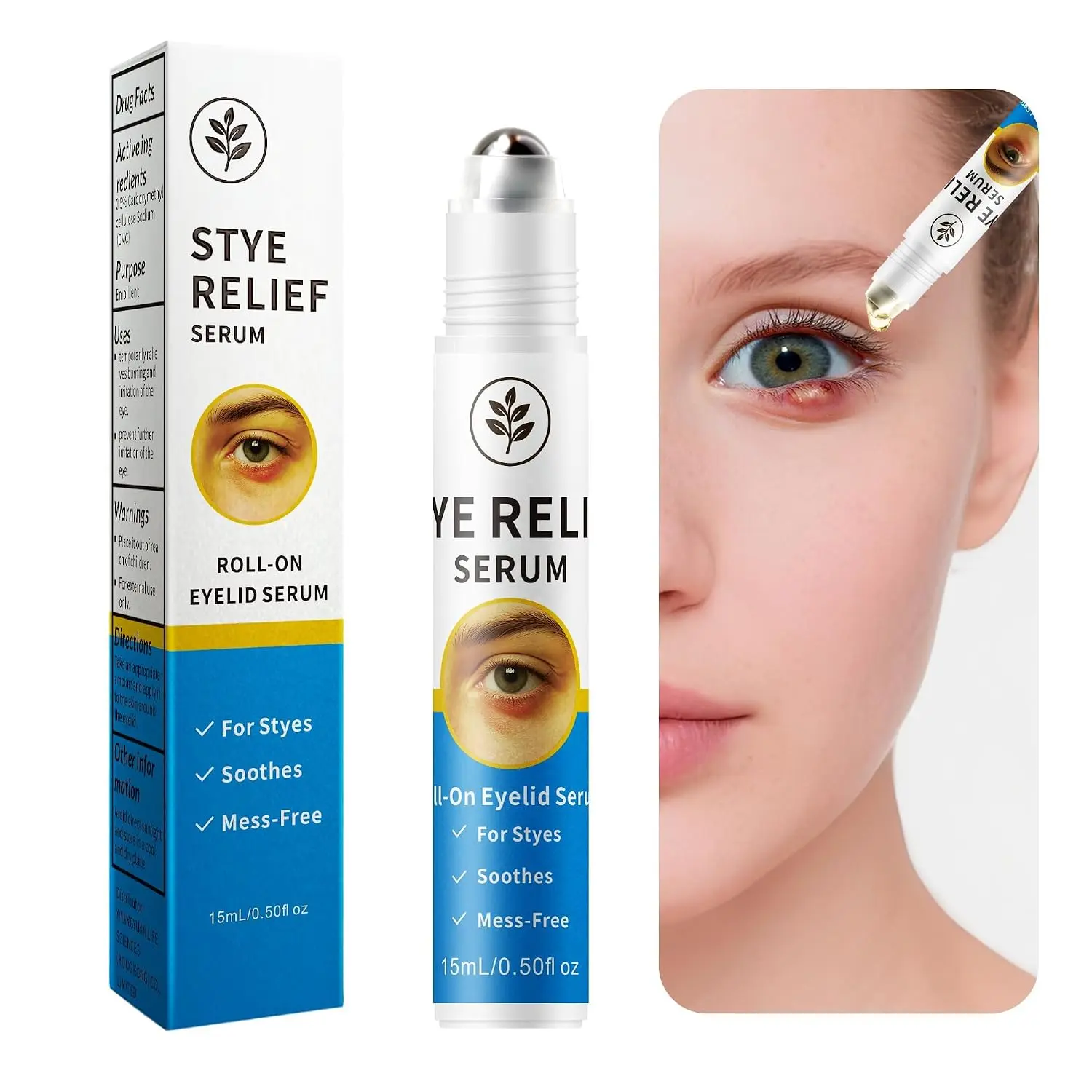 Eye Treatment Drops, Stye Relief Rollerball Serum for Styes, Chalazions, Blepharitis treatment for eyelids, Relieve Eye, Swelling, Best Get Rid of Stye, Overnight Stye Eye Ointment Cream Product