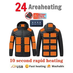 18ACTIVEKITMen's and women's heating jackets with 24 heating zones - USB powered electric jacket with 4 switches for controlling heating zones, winter hoodies for motorcycle riding and camping, non elastic fabric thermal lining jacket