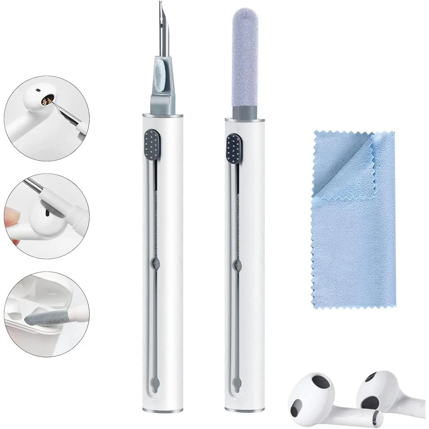 Airpod Cleaner Kit, Earbud Cleaning Kit for Airpods Pro 1 2 3,Multi-Function Cleaning Pen with Soft Brush Flocking Sponge, Suitable for  Headset,  Box, Mobile Phone,Earbud (1Pcs)