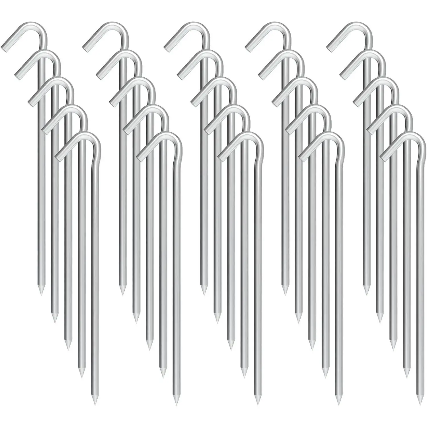 Heavy Duty 9 Inch Metal Tent Stakes 25 Pack Anti-Rust Galvanized Steel Camping Tarp Ground Pegs Canopy Spikes for Inflatables Outdoor Decorations