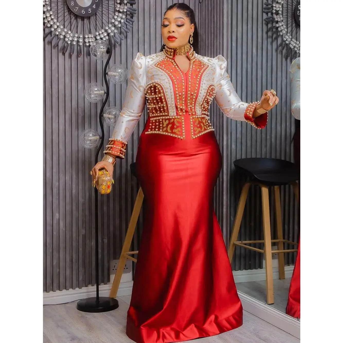 Luxury Party Dresses For Women Long Sleeve Shinny Evening Gown Africa Clothing Wedding Birthday Prom Maxi Dress Dubai Kaftans