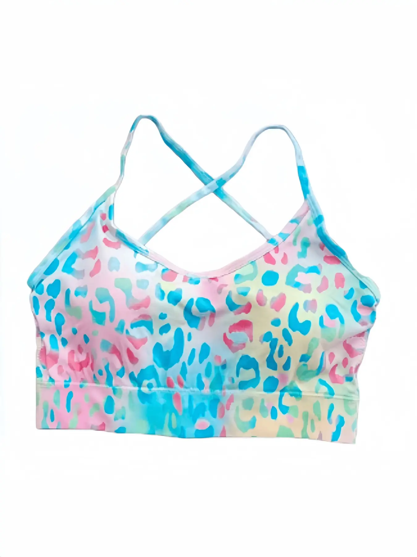 Women's Backless Floral Workout Strappy Sports Bra, Adjustable Straps, Breathable Comfort, Quick-Dry Design, Sporty Style, Push-Up Bra Type