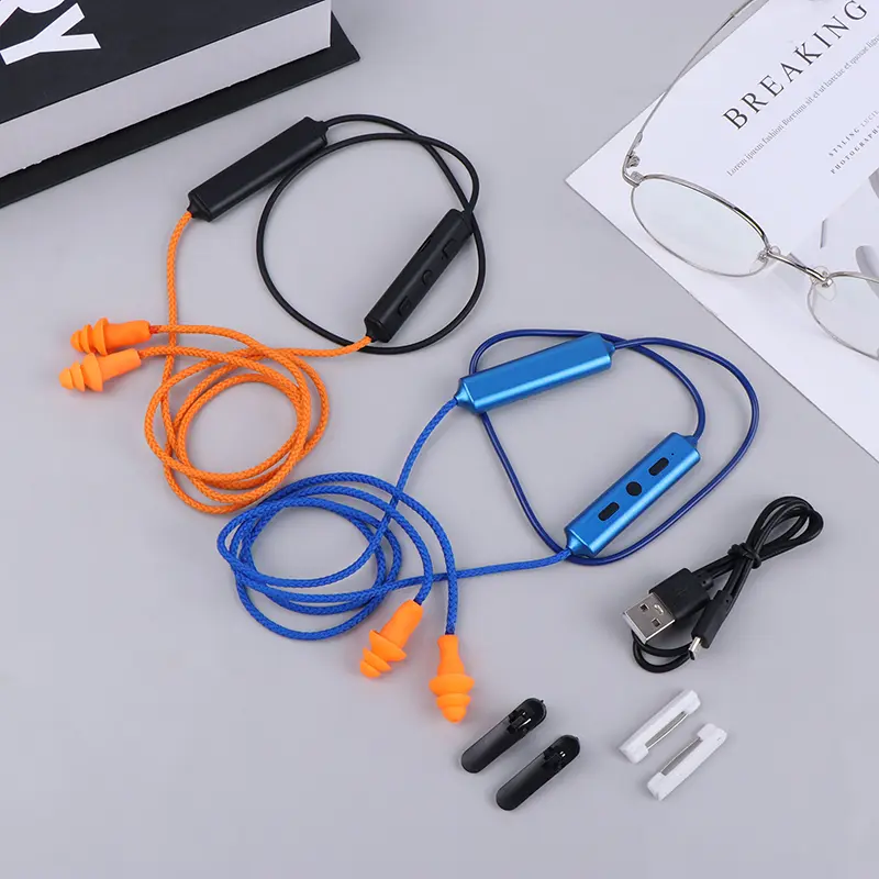 Bluetooth Noise-Isolating Earplug Headphones for Construction Sites, Production Lines and Other Noisy Environments, HiFi Stereo Earplugs with Noise Reduction & Industrial Hearing Protection earbuds earphone support