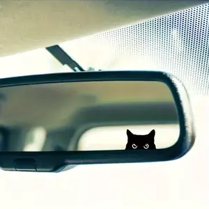 Peeking Cute Cat Rearview Mirror Decal, Waterproof Sunproof Vinyl Pet Sticker for Car Window & Rearview Mirror Decor