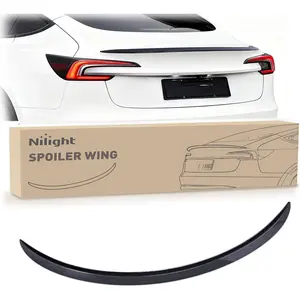 Nilight Spoiler Fit for Tesla Model 3 Highland 2024 Spoilers for Cars Rear Spoiler Wing Sporty Rear Trunk Lip Exterior Accessories No-Drill Installation ABS Carbon Fiber Pattern, Glossy Black
