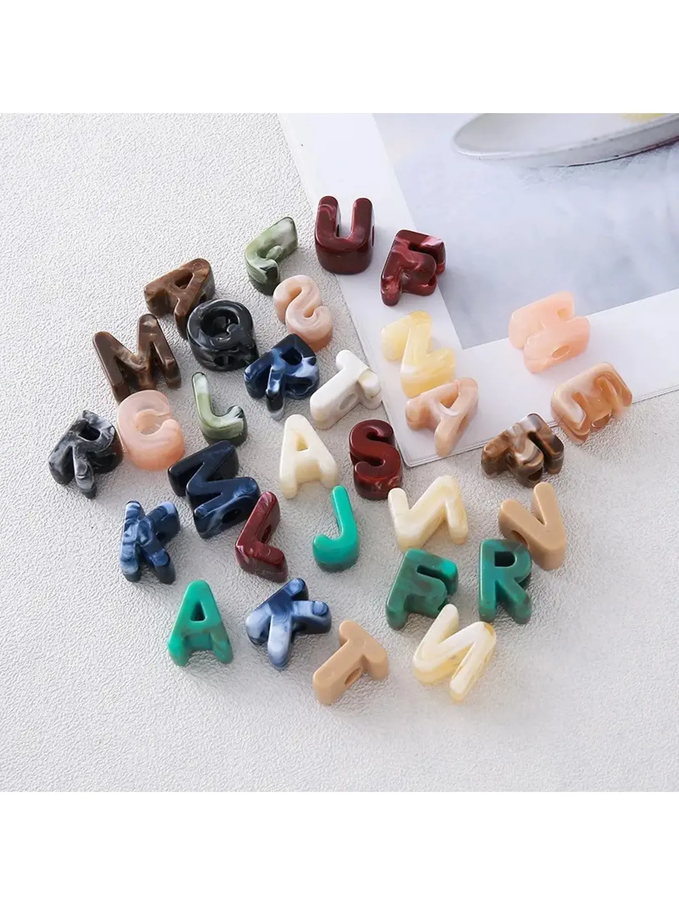 60Pcs Large Hole Marble Pattern Acrylic Alphabet Letter Beads, Fashion Customizable Beads, DIY Beading Accessories for Jewelry Making, Name Initials & Anniversary Gifts