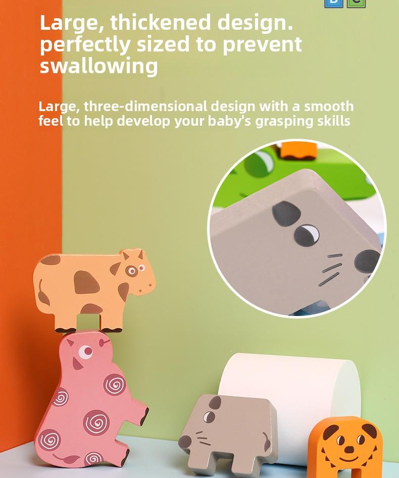 CPC Animal Stacking Blocks Wooden Balance Stacking Blocks Children's Early Education Educational Toys Building Blocks Toy