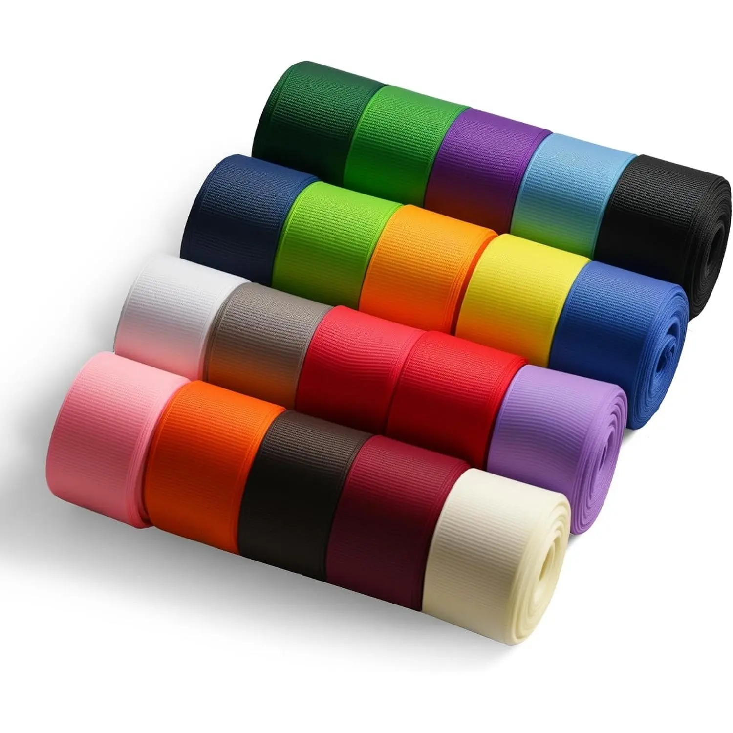 Grosgrain Ribbon 1 inch 20 Colors 5 Yards/Roll, Total 100 Yards Per Package for Christmas Tree, Wreath Decorations, Bow Making, Gift Wrapping, Flower Bouquet