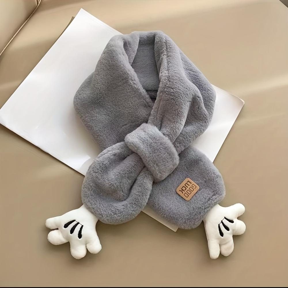 1pc & Winter Scarf - Soft Breathable Cross Scarf with White Paw Print & Bone-like Button-like Closure, Grey/Beige/Pink Color Options (No-Slip for), Minimalist Unisex Neck Warmer for Cold Weather Accessories