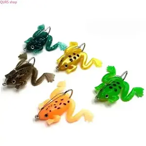 5/10 PCS Bionic Soft Frog Fishing Lure Set, Weedless Topwater Baits With Double Hooks & Lifelike Kicking Action, Long Cast Tackle For Bass Snakehead Heavy Cover Freshwater Pond Lake River Fishing