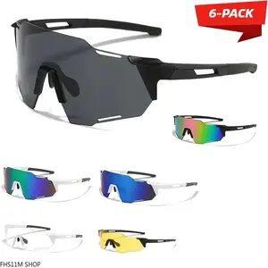 6 Pack Polarized Sport Sunglasses UV400 Protection Windproof Off Road ATV MTB Riding Dirt Bike Gear Gorpcore Aesthetic Mens Heavy Duty Performance Eyewear