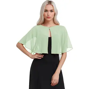 TONGFANTFL Women's Soft Chiffon Capelets Shawls and Wraps for Evening Wedding Cape Bole Cover Up