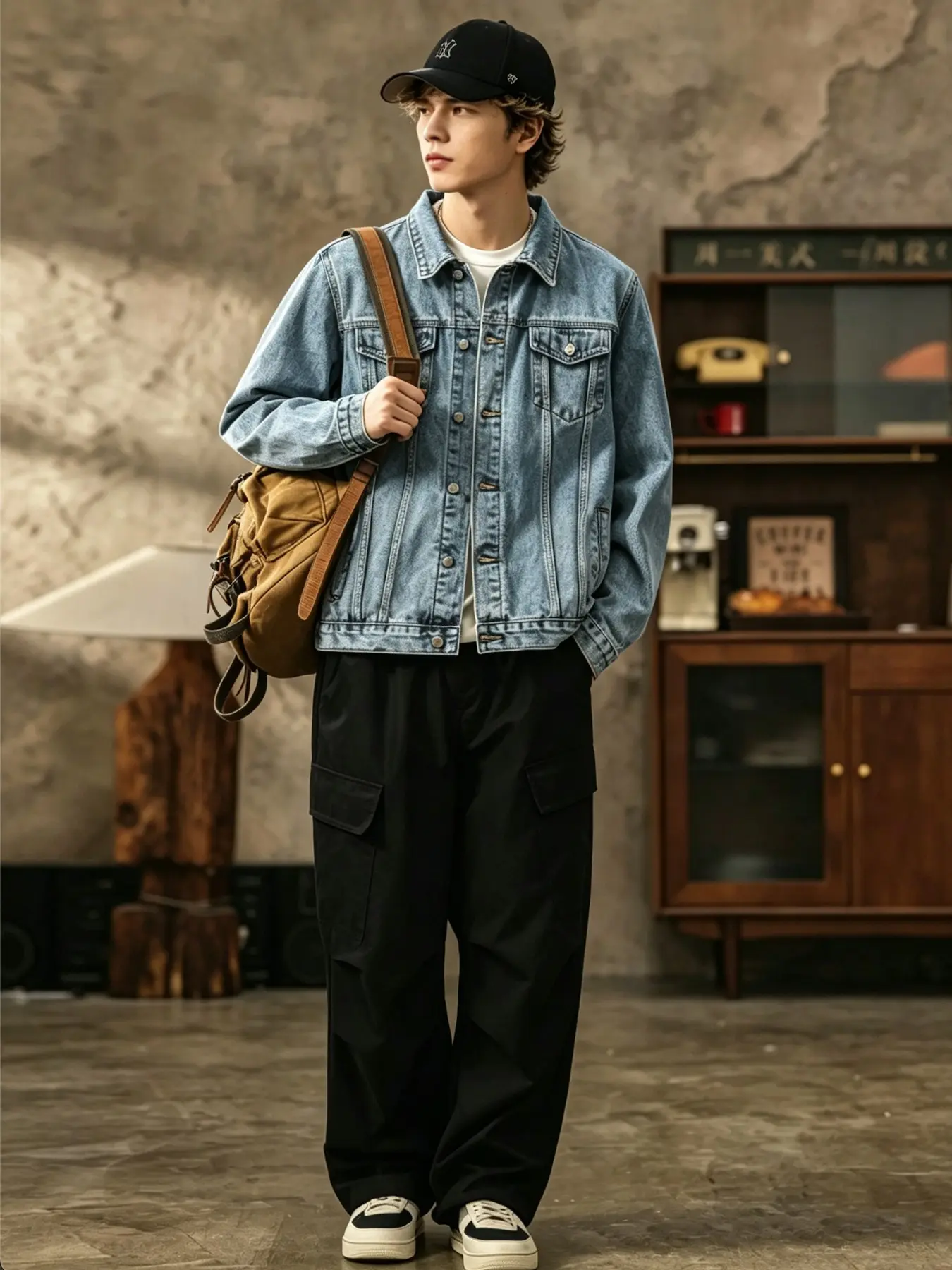 New Spring Fall Men's Denim Jacket Coats, Multi-Pocket Design, Fashionable Casual Button-Down Style, Streetwear Trendy Top