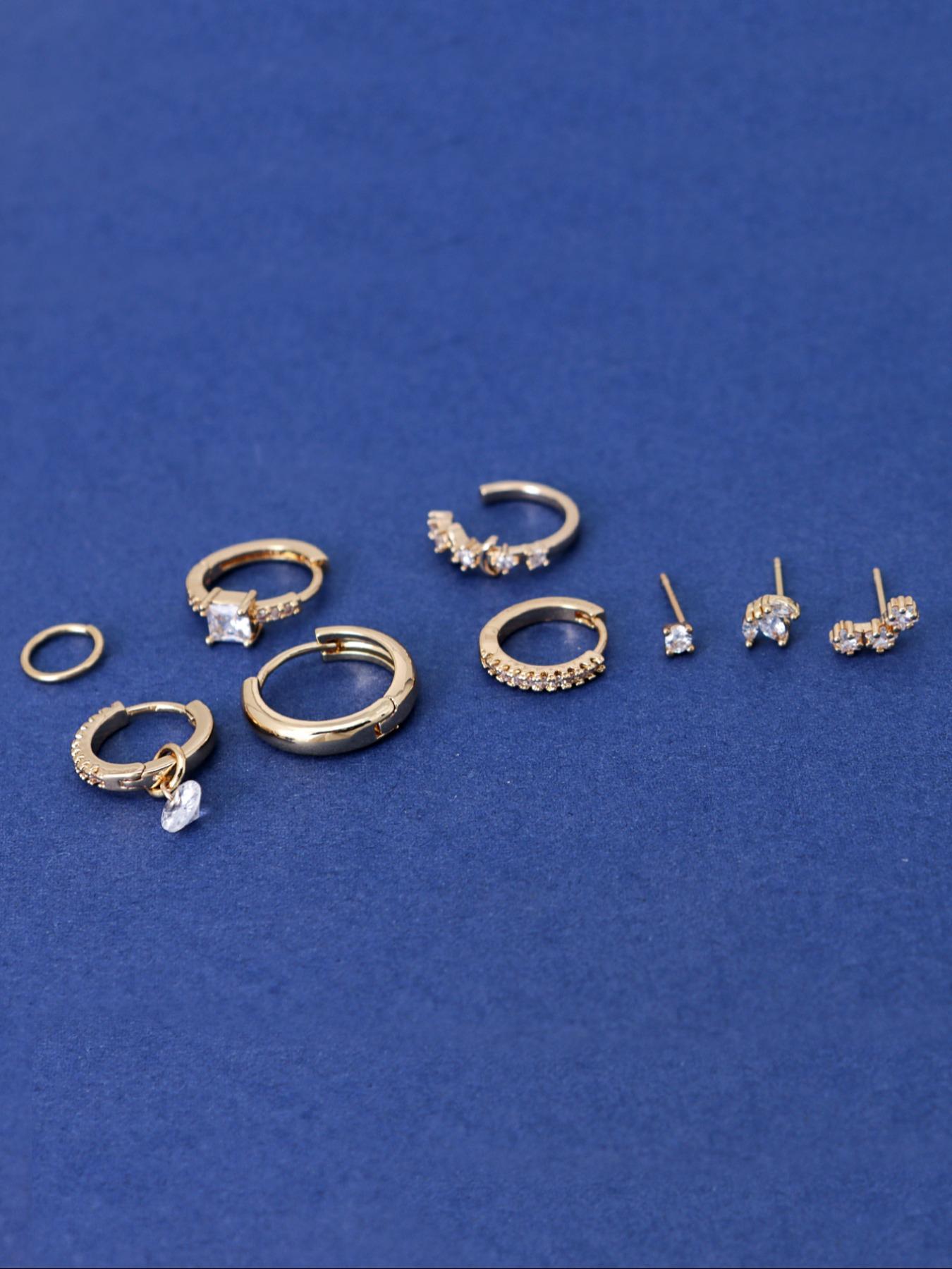 Star & Moon Design Earrings Set, Earring Stack, Fashionable Earrings for Women & Girls, Casual Jewelry for Party, Daily Clothing Decor, Trendy All-match & Exquisite Jewelry for Gift, Earring Stacking Set