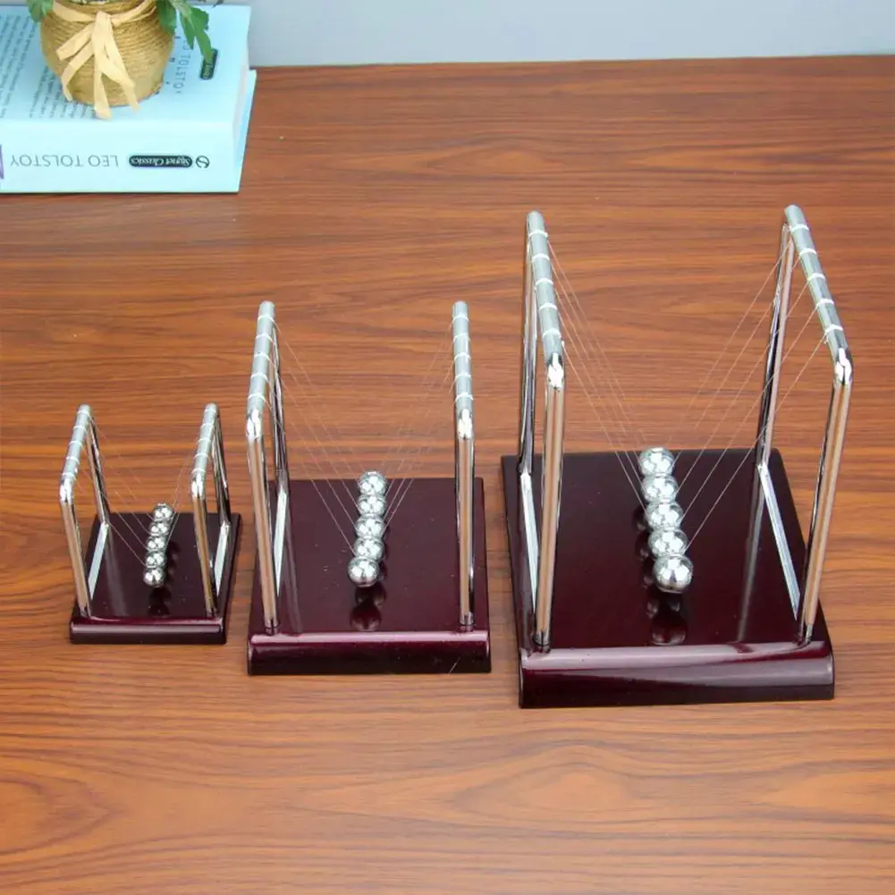 Newton's Cradle Kinetic Desk Toy - Premium Metal Balance Balls, Compact Size, for Physics Fun, 4-6 Years Kids, Dorm Room & House Decoration