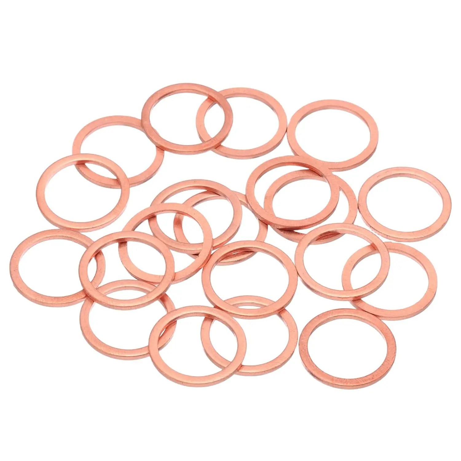 20 count M16 Flat Copper Washers, 16x20x1.5mm Copper Upgraded Flat Gasket Metric Sealing Crush Ring Washers for Hydraulic Fittings Screw Bolt Nut  Repair