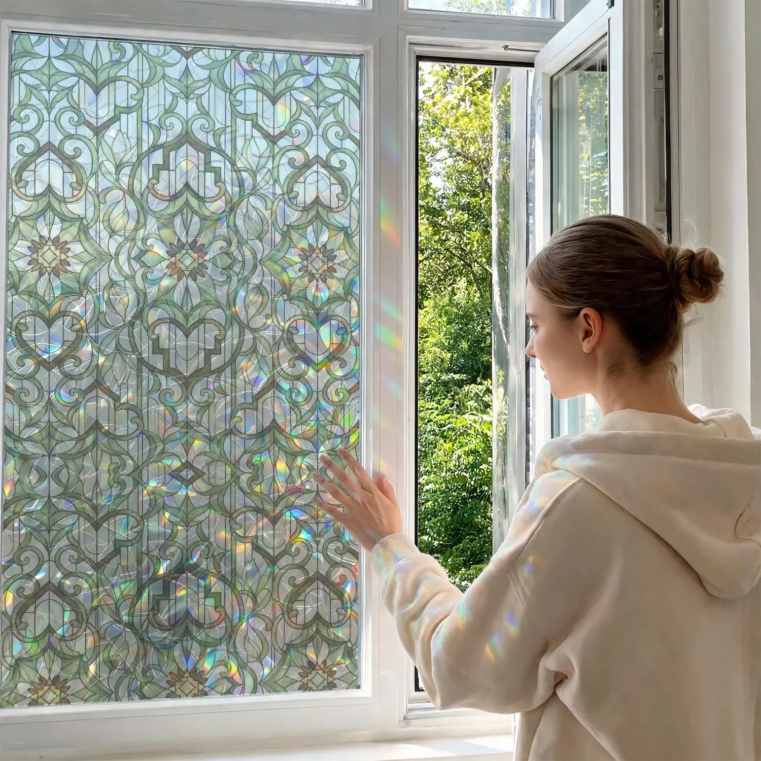 Window Privacy Electrostatic Sticker,Window Electrostatic Film,Non Adhesive Electrostatic Adsorption Design,Strong Adsorption Force, For Decorative Glass