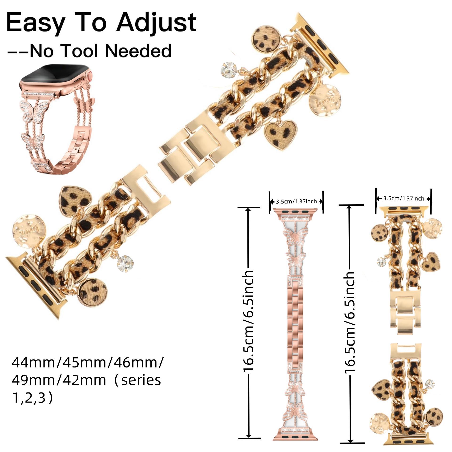 Smart Watch Bands, 2 Counts Stylish Watch Band with Unique Pendants, Replacement Watch Band for iWatch Series, Gift for Wife