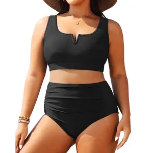 Aqua Eve Women Plus Size High Waisted Bikini - Two Piece Swimsuit Tummy Control Bathing Suit V-Wired Swimwear  SwimWeek  summervibes