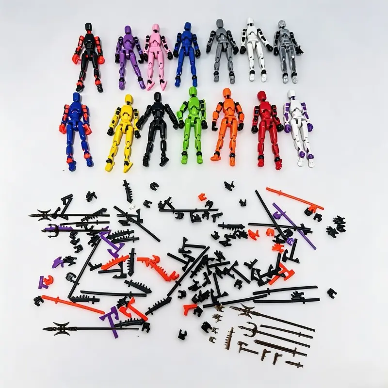 8pcs-10pcs Multi-Jointed Action Figures, DIY Assembleable Desktop Decorations, 3D Trendy Toys with Weapons, Christmas/halloween Gift Sets
