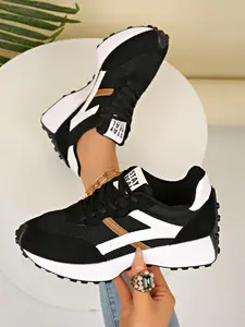 Women's Fashion Colorblock Sports Shoes, Breathable Mesh Running Shoes, Comfortable Support, Casual Height-Boosting Sneakers, Ideal for Walking and Sports