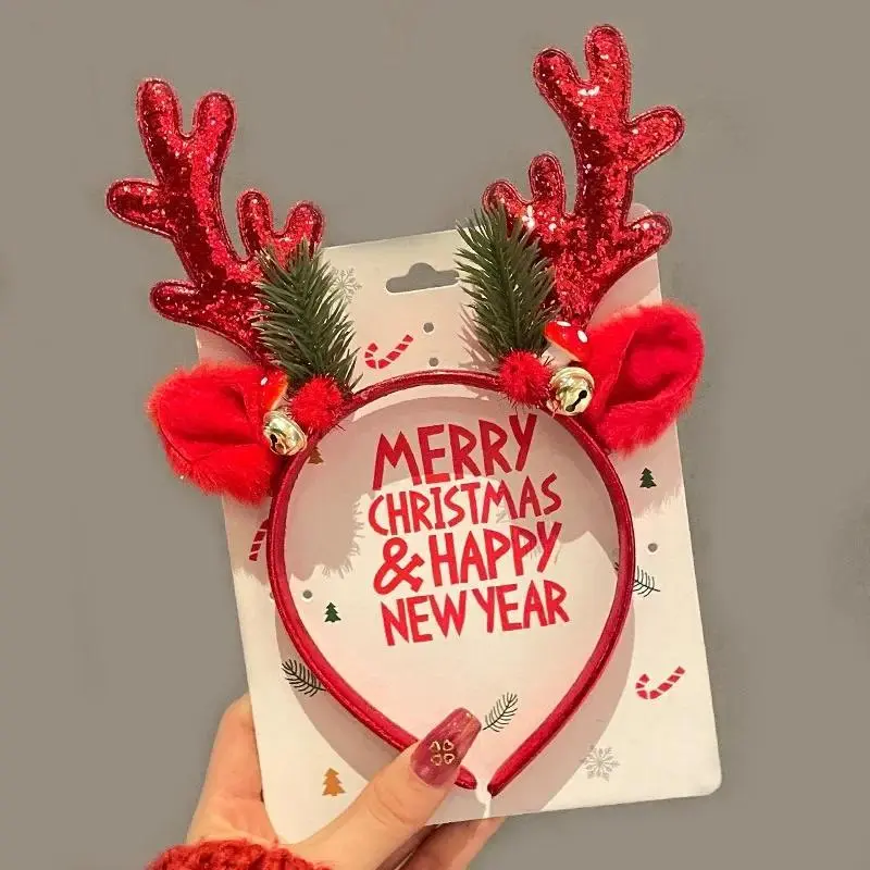 Merry Christmas Reindeer Headband Christmas Headwear Hair Band Clasp Headwear Festival Party Cosplay Photo Prop Navidad 2025 New
